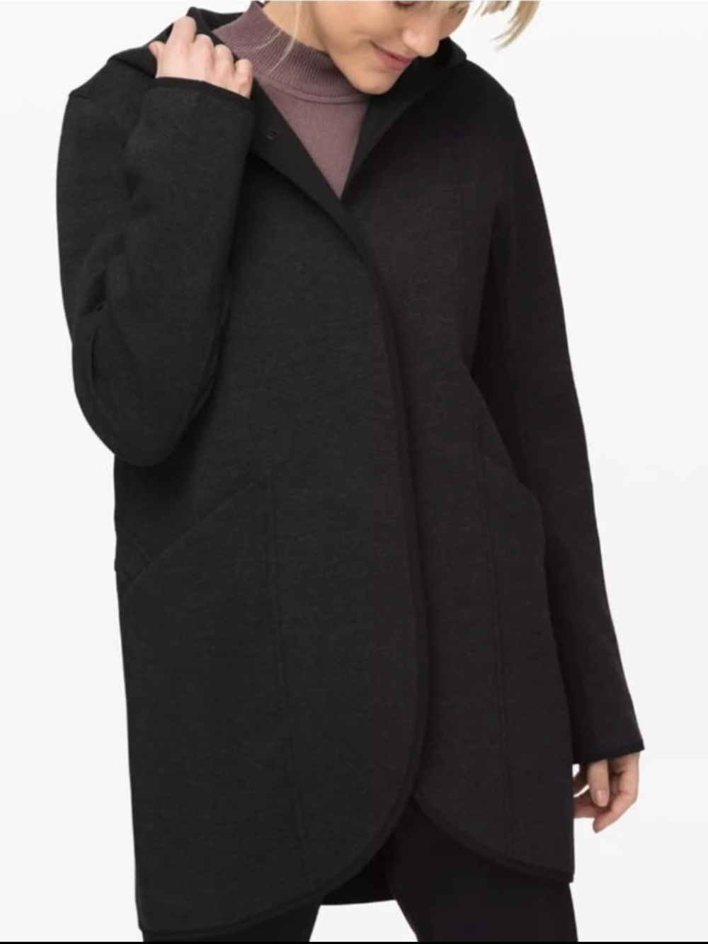 lululemon athletica Black Hooded Trench coat
